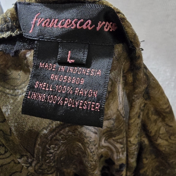 Vintage 90s Elegant Tiered Skirt in Olive Green Leopard Print Paisley Floral - Picture 7 of 8